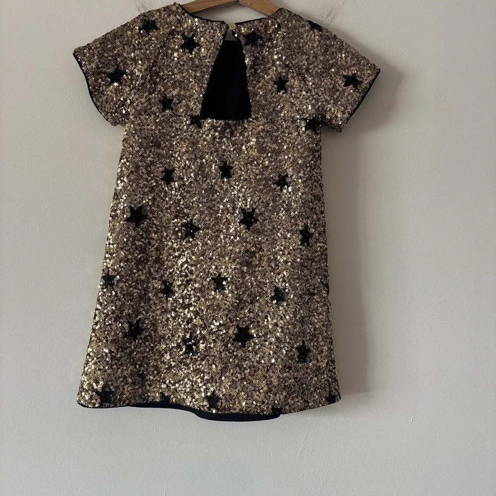 J. Crew CREWCUTS Girls Sequin Stars Short Sleeve Shift Dress Size 5 Preppy Party